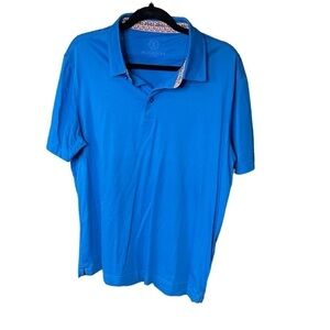 Bugatchi Royal Blue Polo Shirt - Multicolored Collar, Size Medium, 3-Button